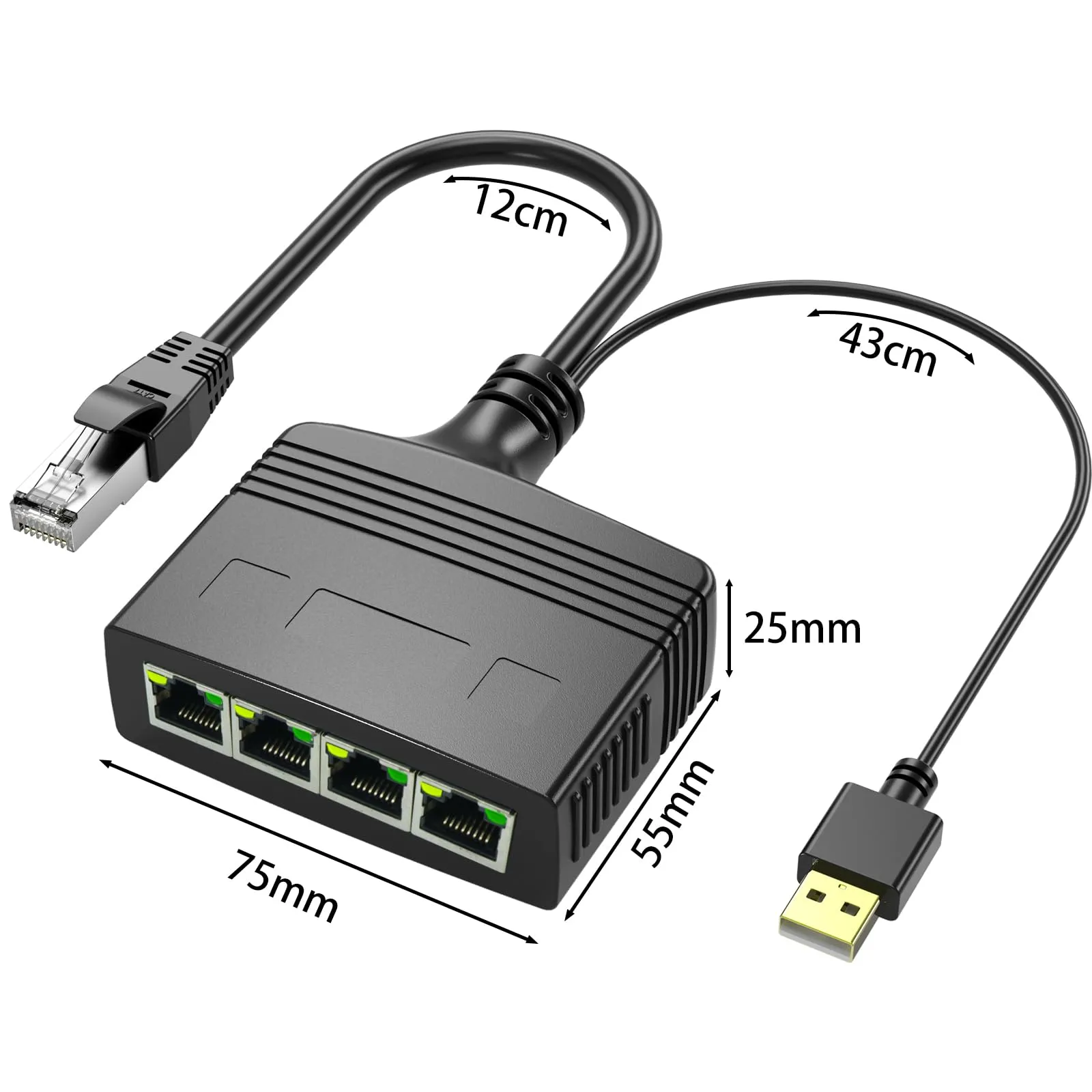 1 To 2/3/4 Port 1000 Mbps RJ45 Ethernet Splitter Adapter Gigabit LAN Network Expansion Multiple Devices Sharing Internet Same time