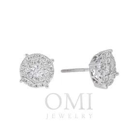 14K GOLD ROUND DIAMOND CLUSTER EARRINGS 0.96 CTW