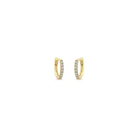 14k Pavé Diamond Hinge Huggie Hoops