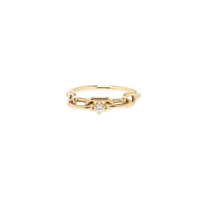 14k Prong Diamond Square Oval Link Chain Ring