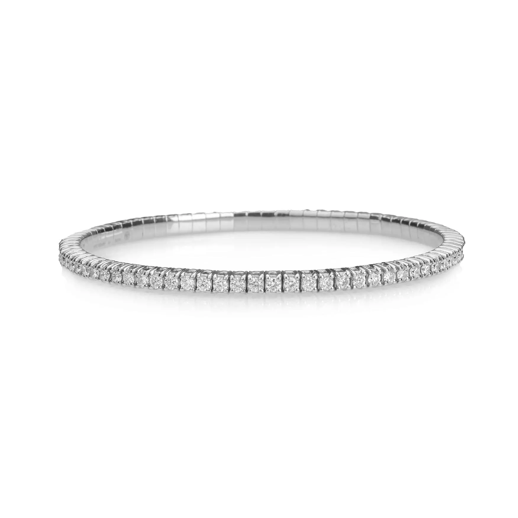 18K Stretch & Stack Round Diamond Mini Tennis Bracelet, 2.5 Carats, Natural Mined Diamonds