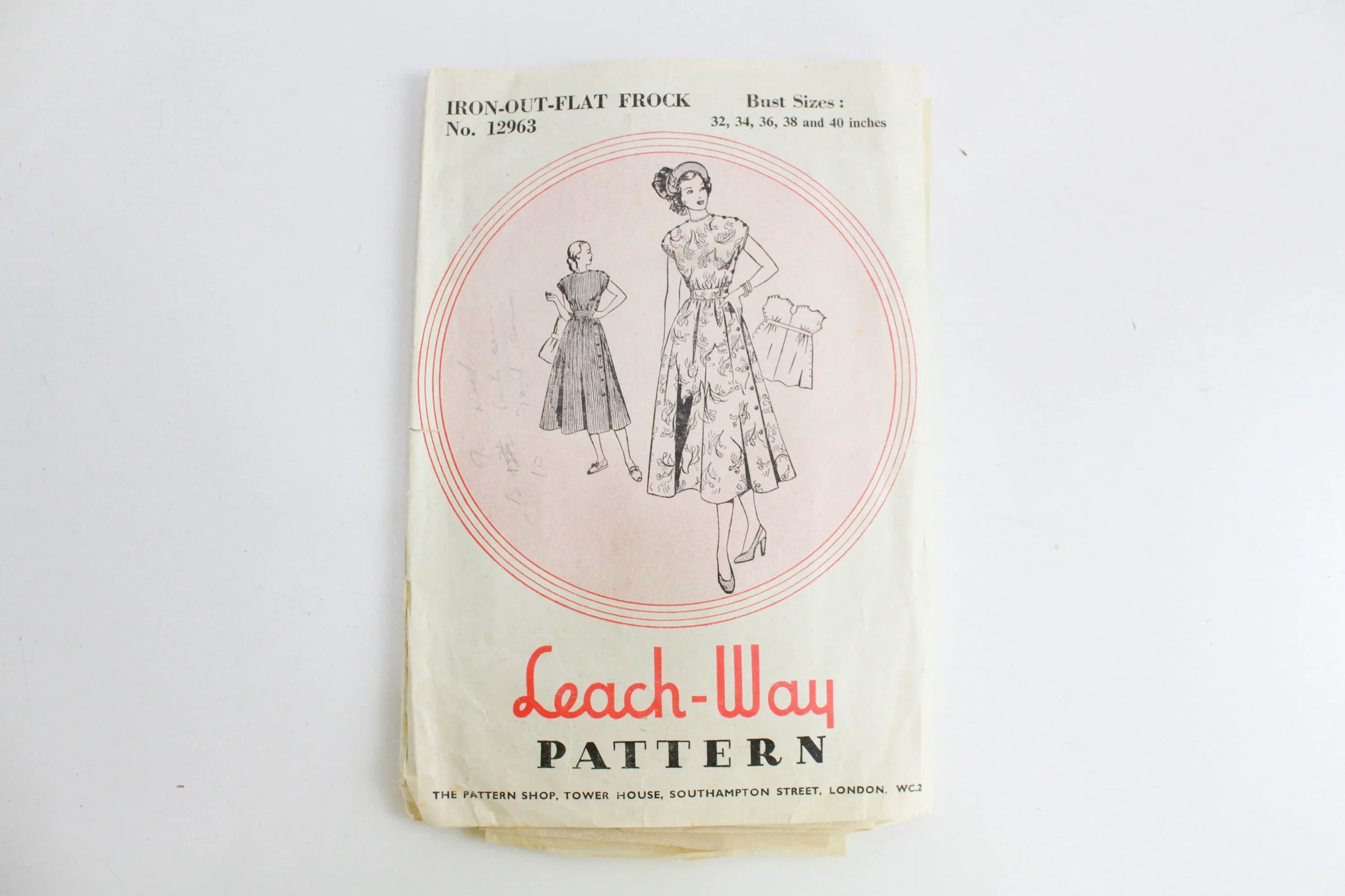 1950s Dress Sewing Pattern Leach-Way 12963, Bust 36