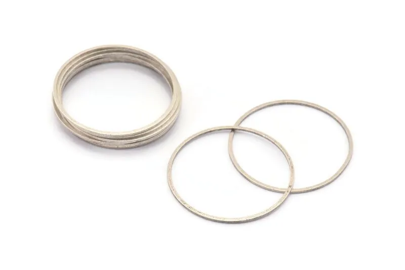 35mm Silver Rings - 12 Antique Silver Plated Brass Circle Connectors (35x1mm) Bs 1087 H0010