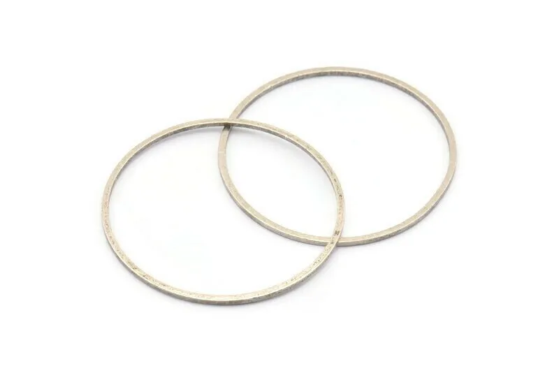 35mm Silver Rings - 12 Antique Silver Plated Brass Circle Connectors (35x1mm) Bs 1087 H0010