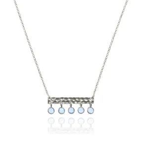 5 Stone Bavaria Bar Necklace Blue Topaz