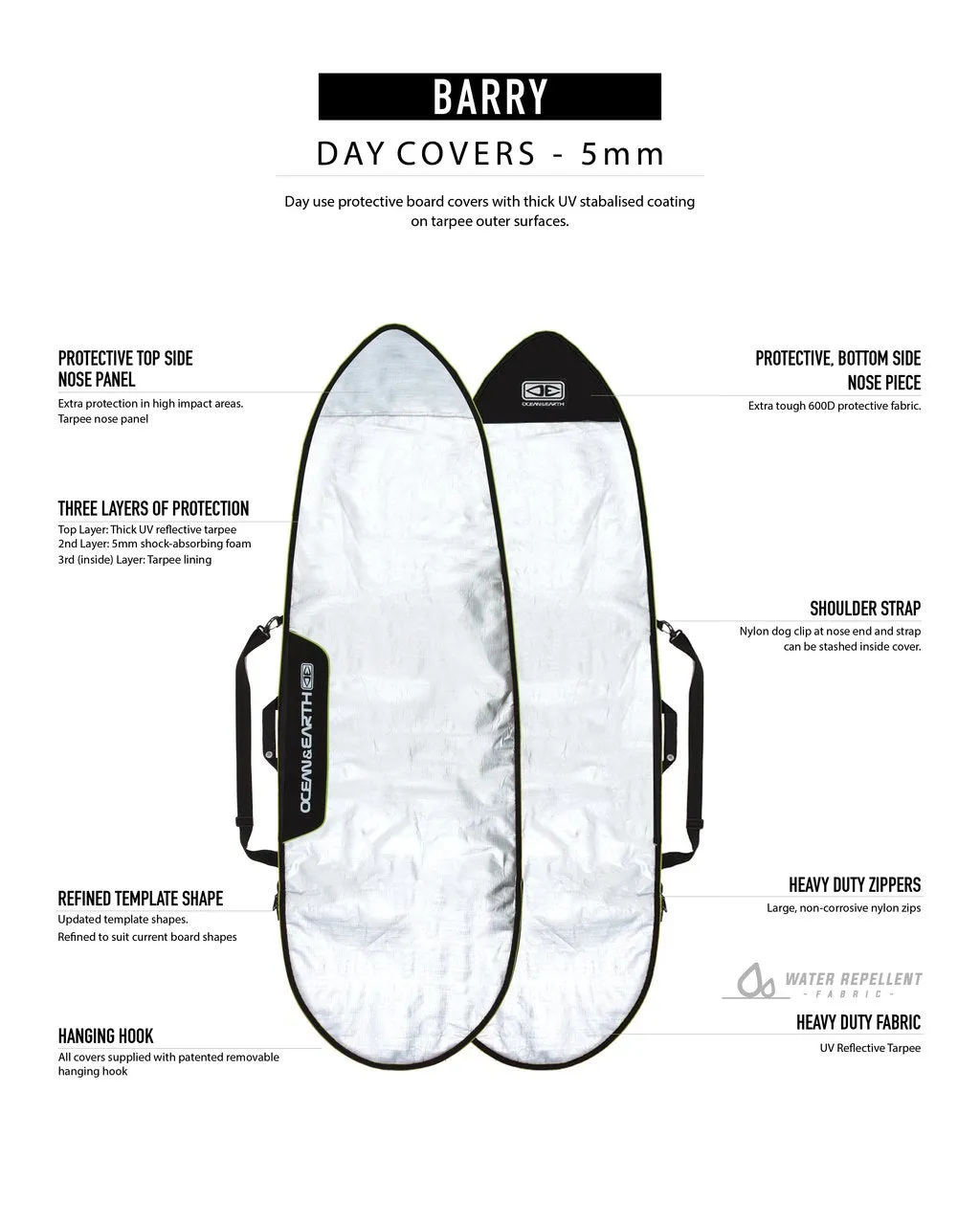 5’8” Ocean and Earth Barry Basic Fish Cover