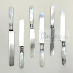 A Collection of 64 Knives with Sterling Silver Fittings and Mother of Pearl Handles