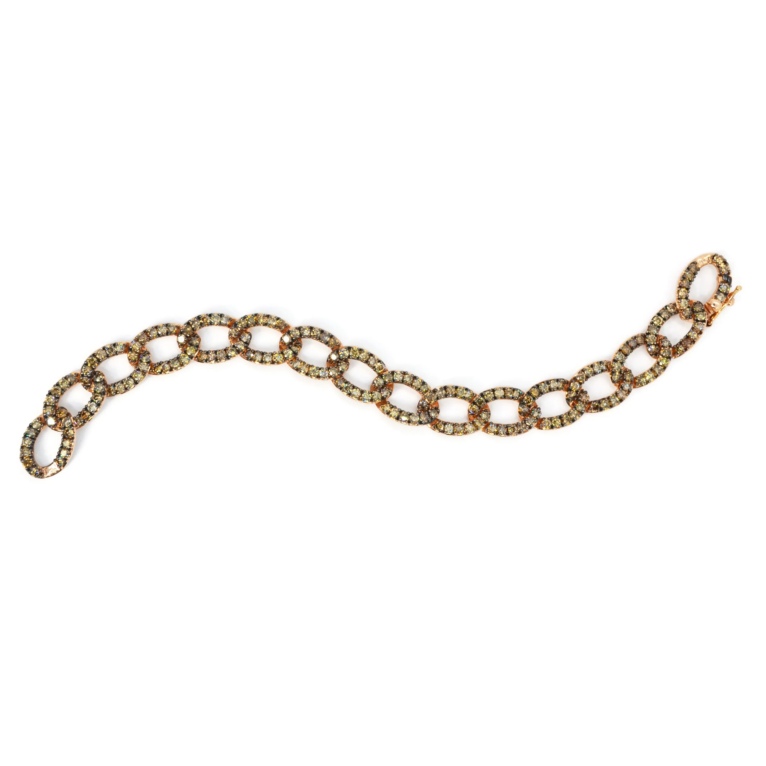 AFJ Diamond Collection - Gourmette Link Bracelet with Champagne Diamonds, Rose Gold