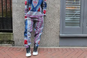 African Clothing - Blue Dashiki Trousers in African Wax Print