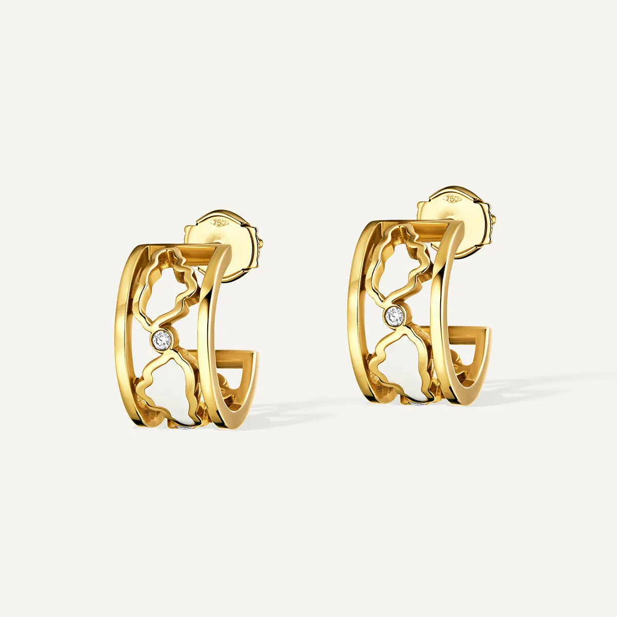 Allusia Love Enamel 18K Gold Earrings w. Diamonds