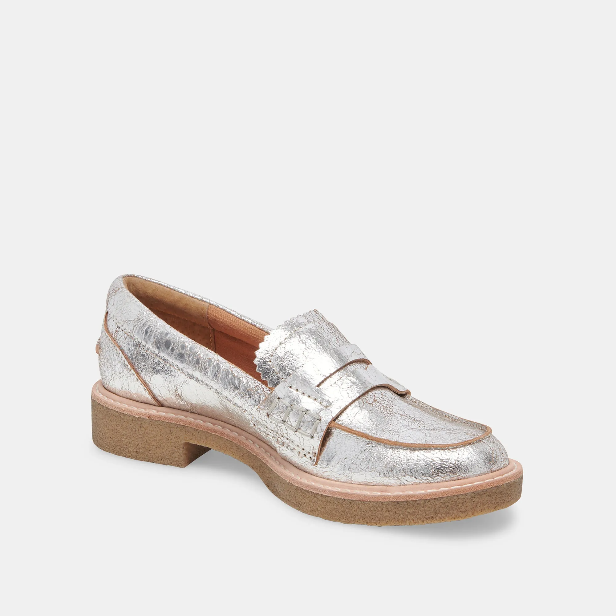 ARABEL LOAFERS SILVER DISTRESSED LEATHER