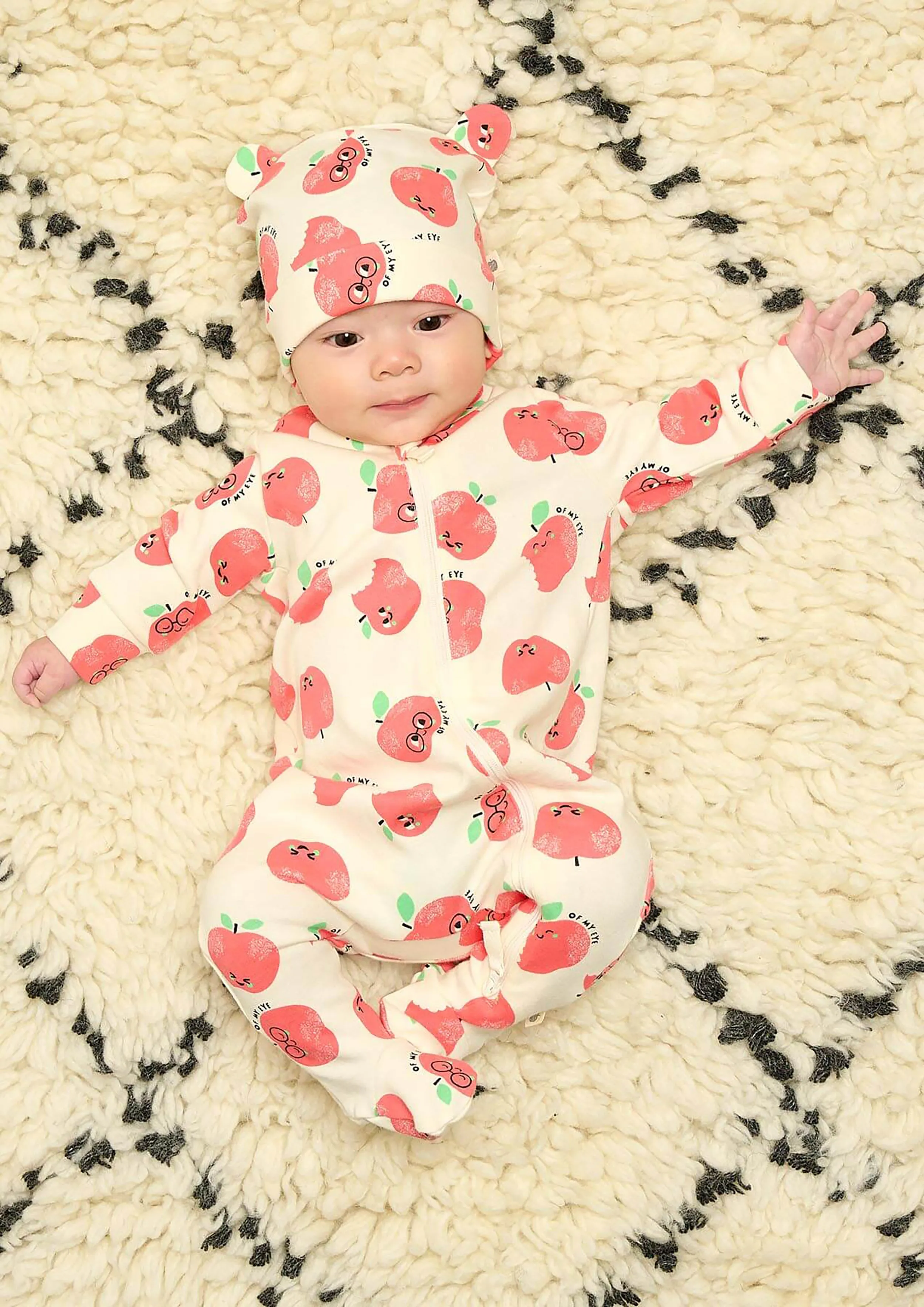 Baby Apples Zip Front Sleepsuit in Red