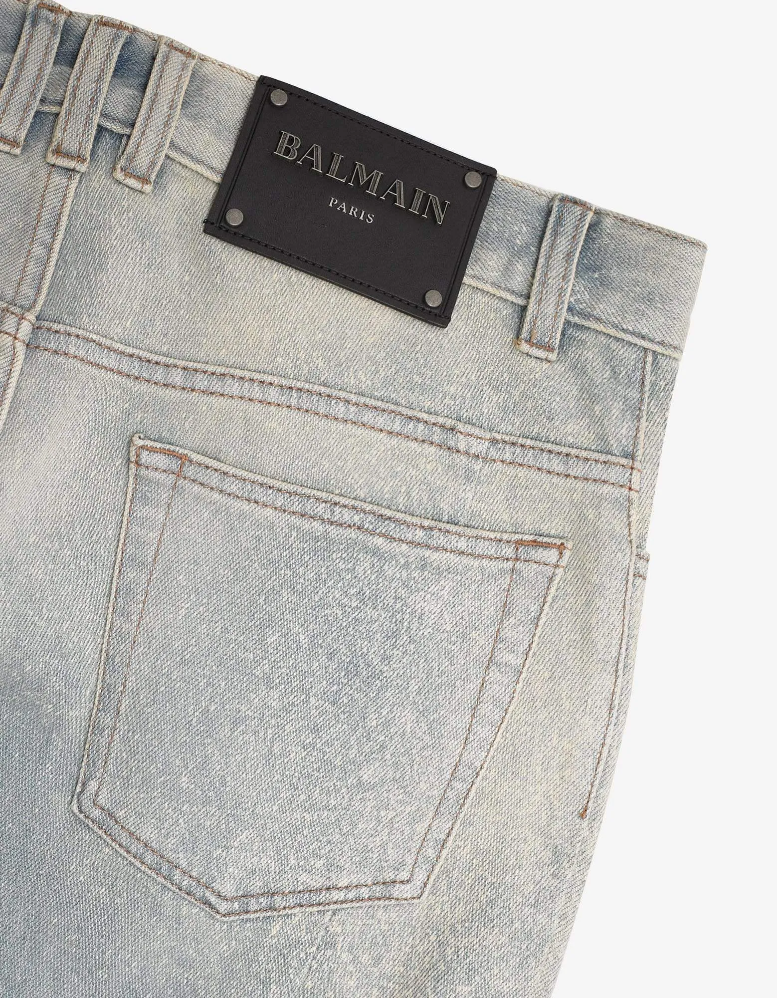 Balmain Light Blue Faded Biker Jeans