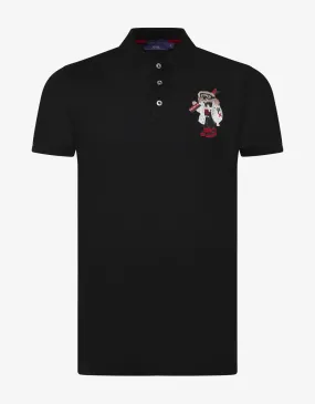 Black Ski Bear Logo Polo T-Shirt -