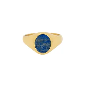 Blue Lapis Lazuli Signet Ring - Gold