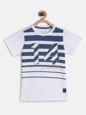 Boys White Cotton printed T shirt