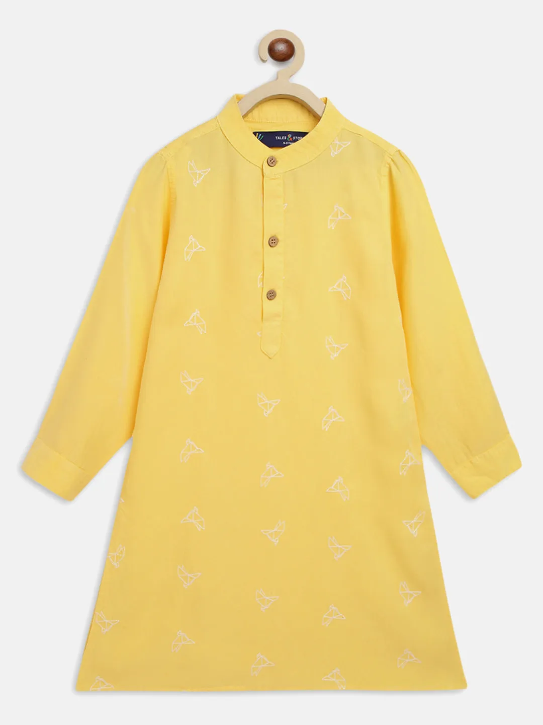 Boys Yellow Casual Long Kurta