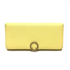 BVLGARI Long Wallet Purse leather yellow Logo clip Long wallet Women Used Authentic