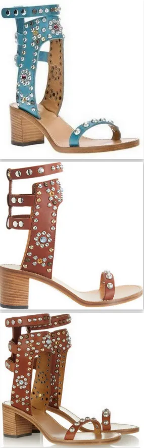 'Carol' Studded Sandals in Blue or Brown