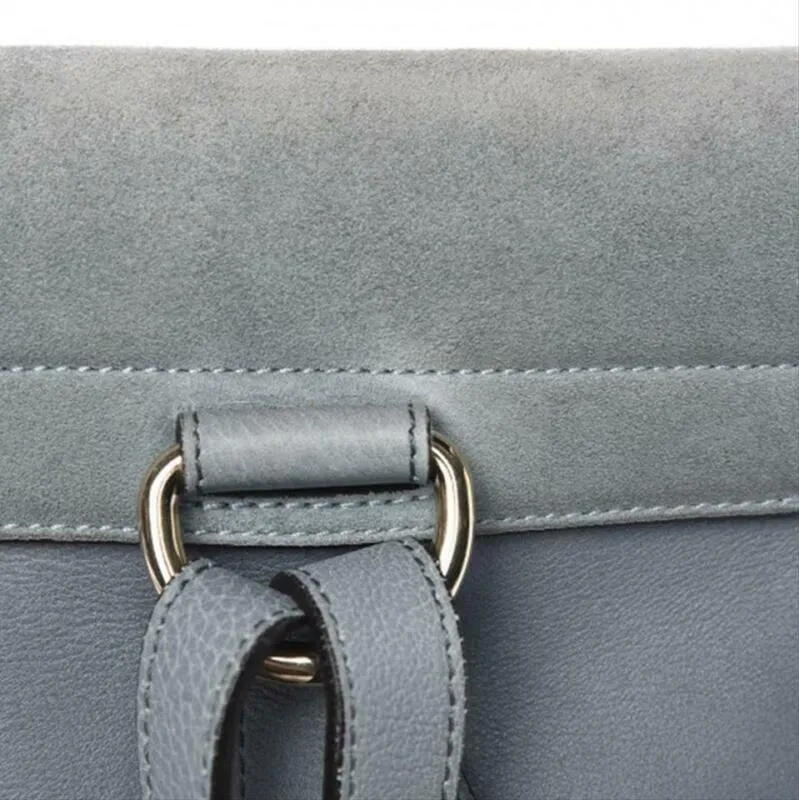 Chloé Faye Suede Calfskin Small Cloudy Blue Leather Backpack