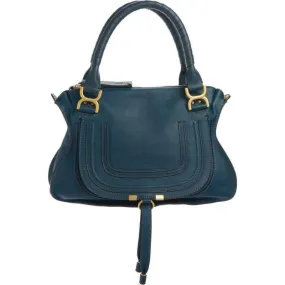 Chloé Marcie Medium Satchel Blue Leather Shoulder Bag