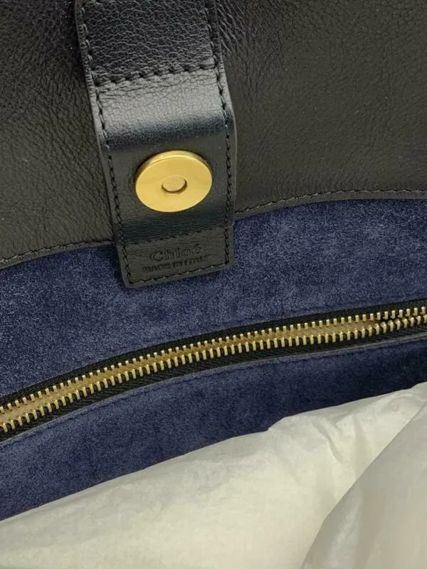 Chloé Milo Medium Suede Black Leather Tote