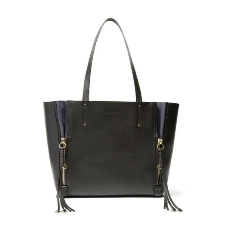 Chloé Milo Medium Suede Black Leather Tote