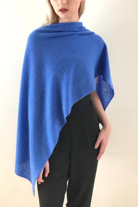 Cornflower blue cashmere poncho Multiway