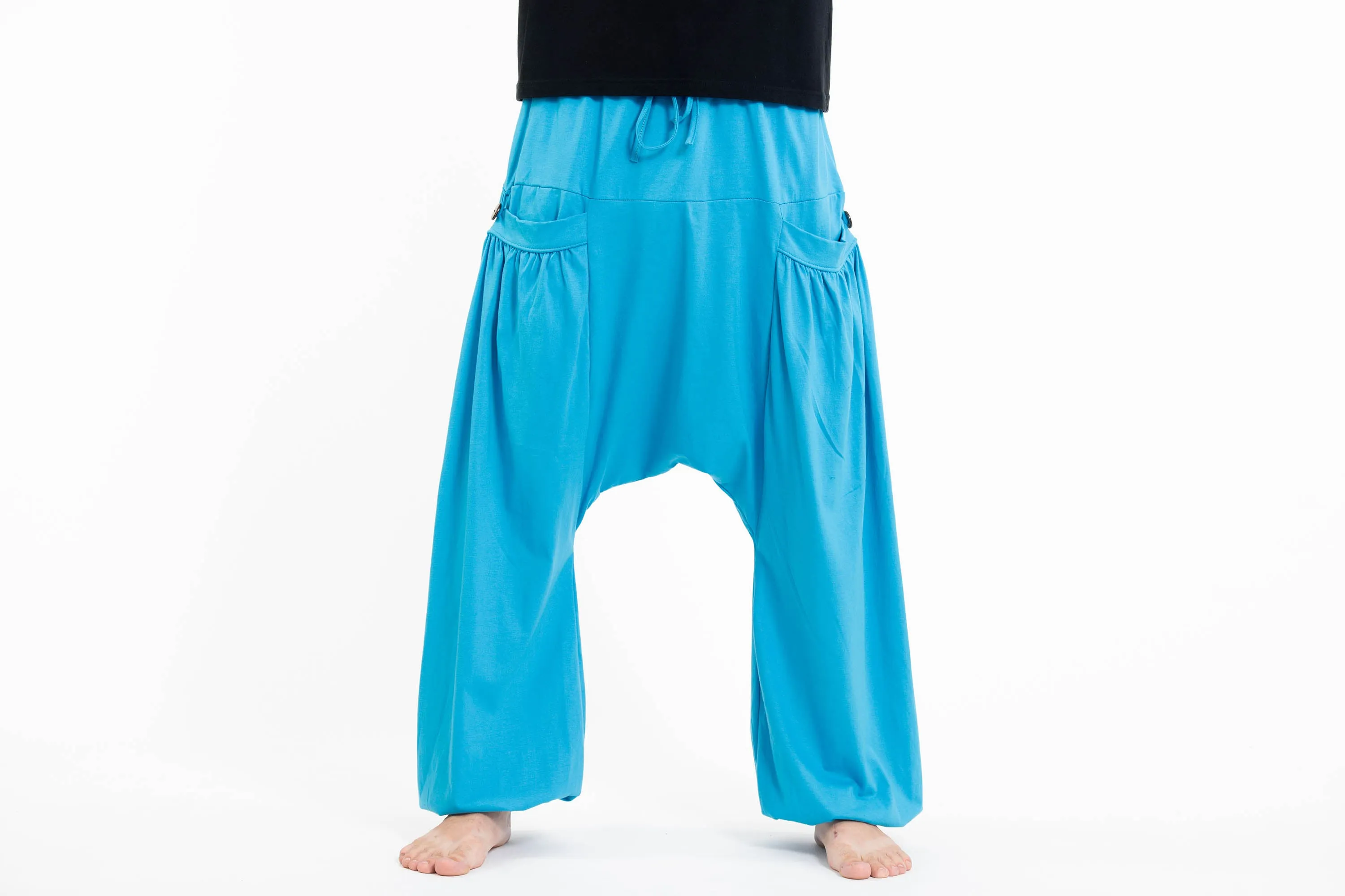 Cotton Men Harem Pants in Solid Light Blue