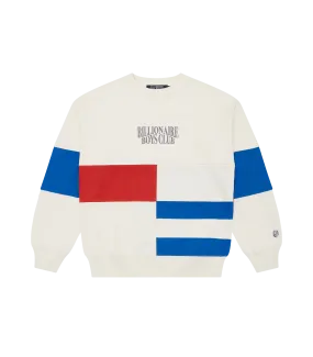 CUT & SEW PANELLED CREWNECK - CREAM