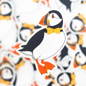 dapper puffin sticker, atlantic puffin bird sticker, bird with a bowtie, puffin bird art, Maine puffin, Icelandic puffin