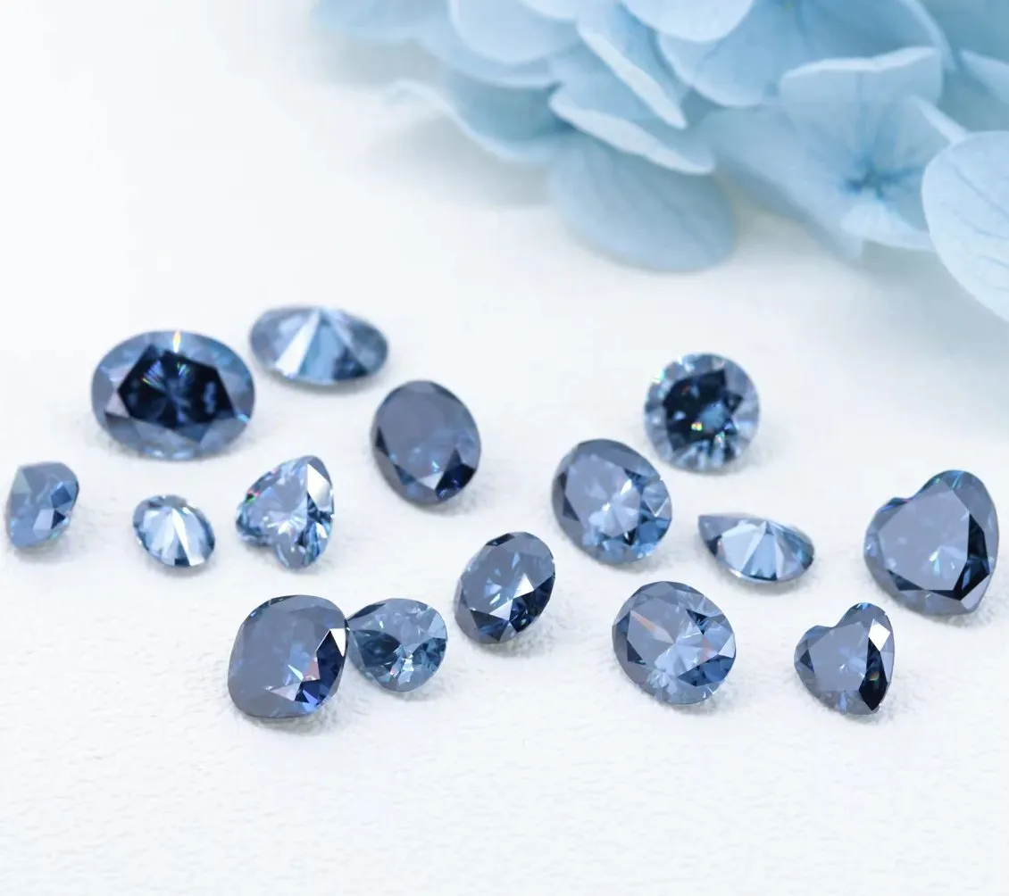 Deep Blue Pear Cut Moissanite Stones