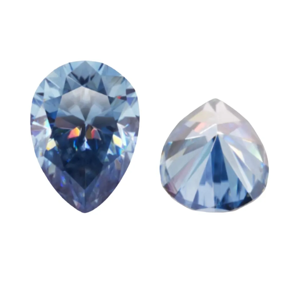 Deep Blue Pear Cut Moissanite Stones