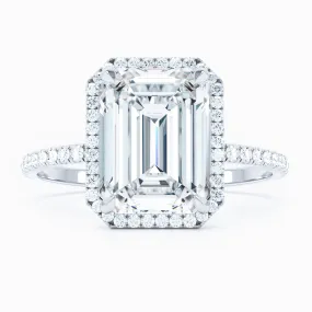 Delicate Halo - Emerald Cut Engagement Ring