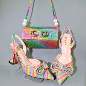 f diamonds and shiny shoes with bags,  RAINBOW