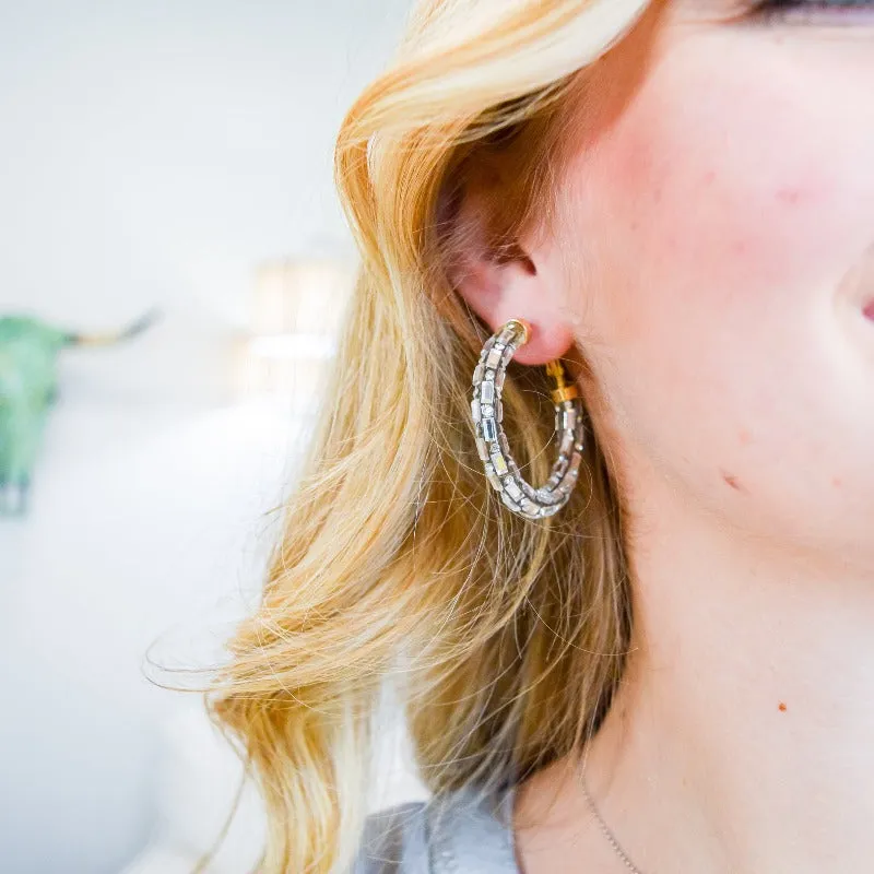 Fancy Bling Baguette Hoop Earrings