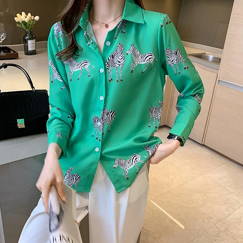 Fashion striped print ladies shirts