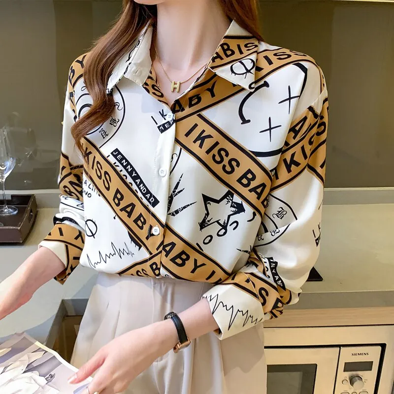 Fashion striped print ladies shirts