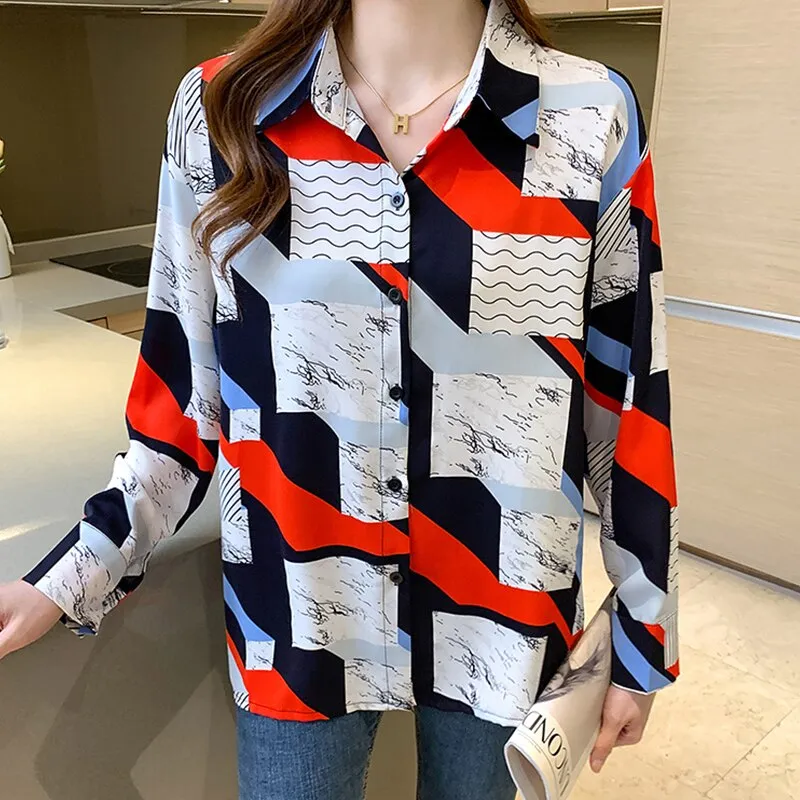 Fashion striped print ladies shirts