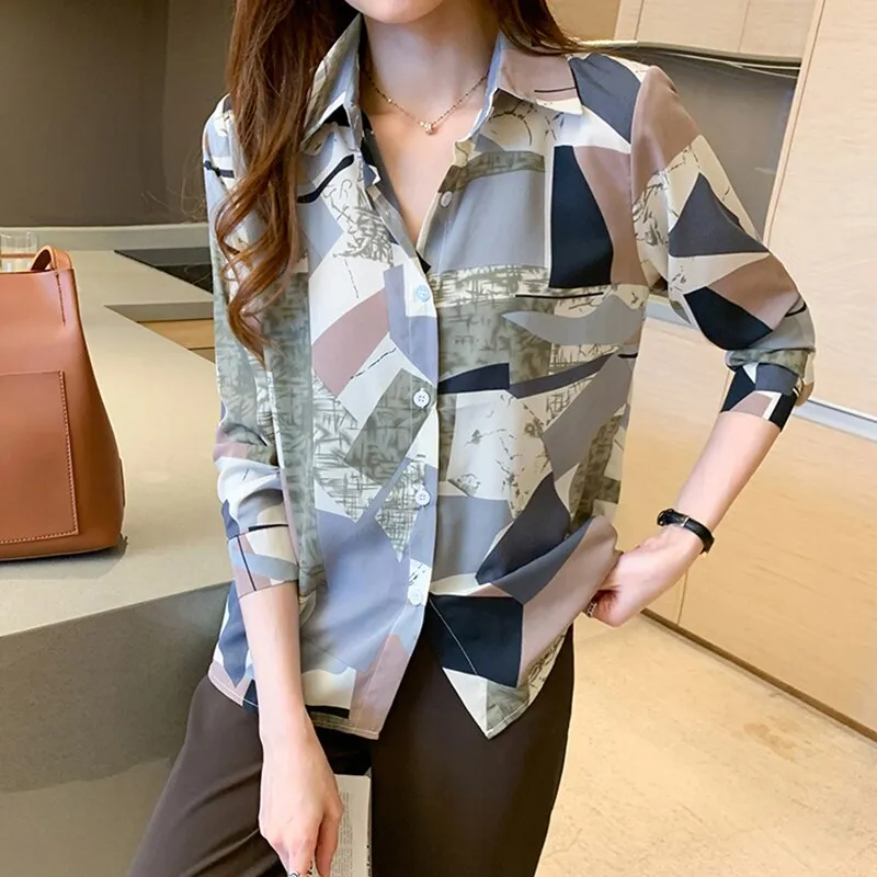 Fashion striped print ladies shirts