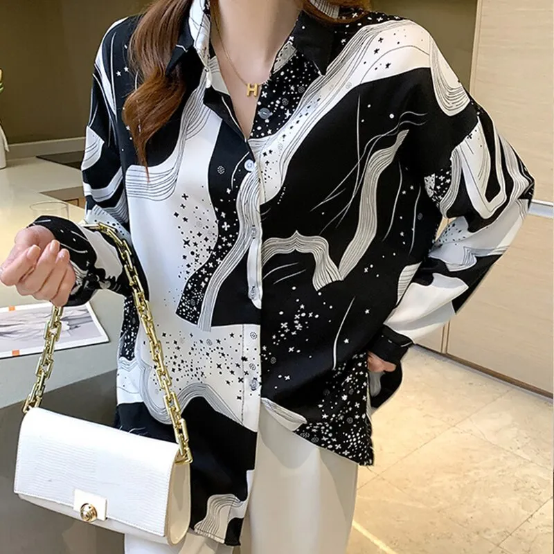 Fashion striped print ladies shirts