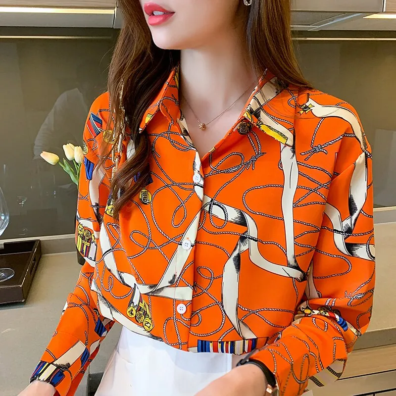 Fashion striped print ladies shirts