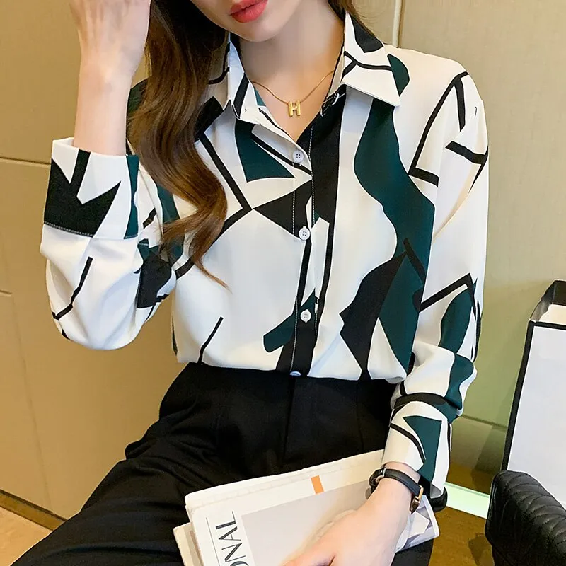 Fashion striped print ladies shirts