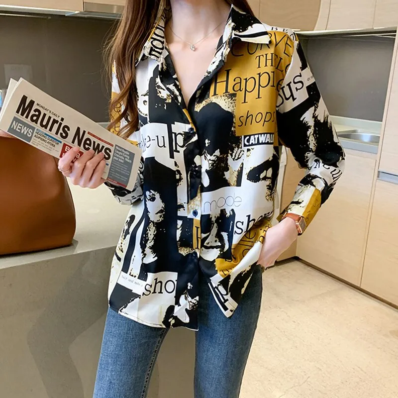 Fashion striped print ladies shirts