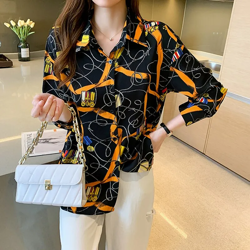 Fashion striped print ladies shirts