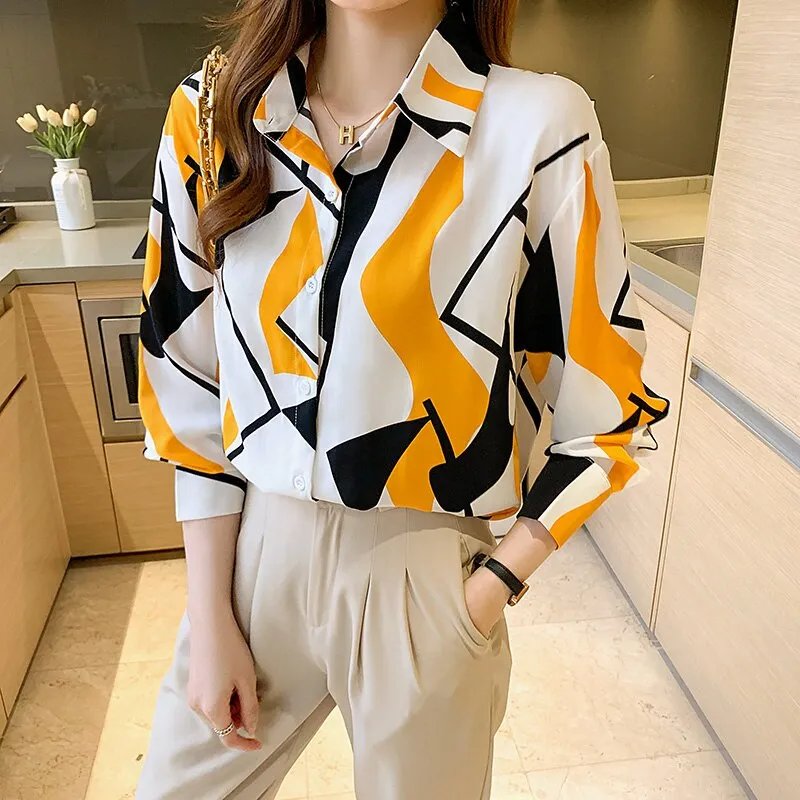 Fashion striped print ladies shirts