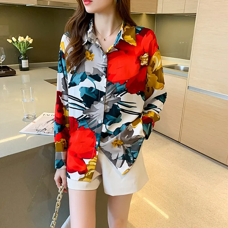 Fashion striped print ladies shirts