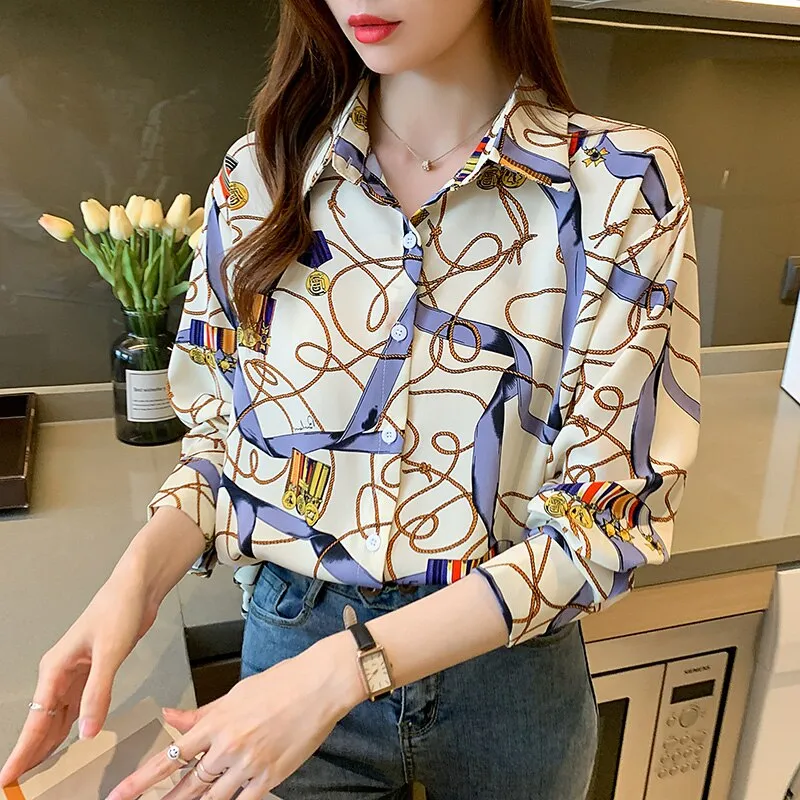 Fashion striped print ladies shirts