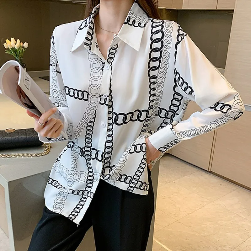 Fashion striped print ladies shirts