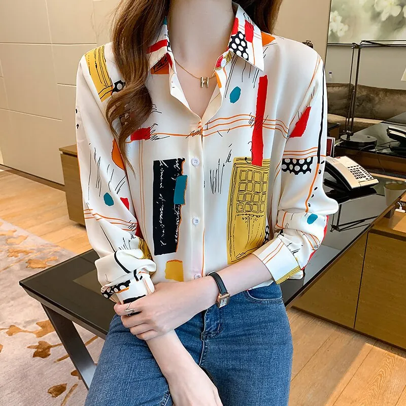 Fashion striped print ladies shirts